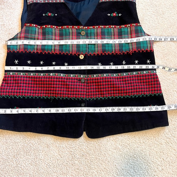 Vintage SUSAN BRISTOL Corduroy Plaid Patchwork Holiday Christmas Vest—SZ. 3X - Picture 9 of 16